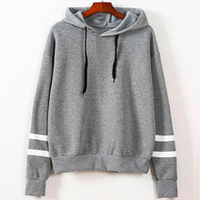 Plus Size Fashion Patchwork Stripe Sweatshirt Womens Long Sleeve Hoodie Jumper Hooded Pullover Tops Blouse White Green Gray